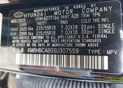 2025 Hyundai Kona Sel from USA, damaged, VIN KM8HBCAB0SU307559
